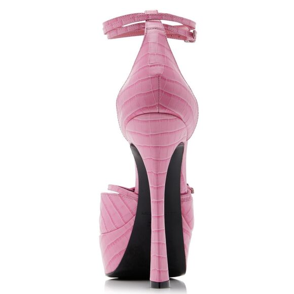 Arielle Baron Amrita Croc-Effect Leather Platform Pumps NWB Size 38 1/2 or US 8 - Picture 4 of 13